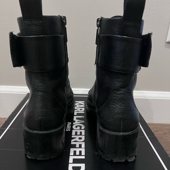Karl Lagerfeld Black Embellished Combat Boots - Picture 4 of 5